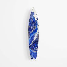 Load image into Gallery viewer, Abstract Blue Glitter Acrylic Surfboard Wall Art

