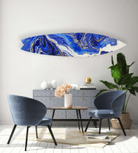 Load image into Gallery viewer, Abstract Blue Glitter Acrylic Surfboard Wall Art
