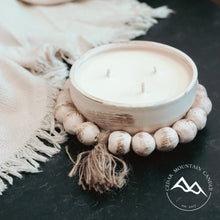 Load image into Gallery viewer, 3 Wick Handmade Beaded Pottery Soy Candle with Tassel
